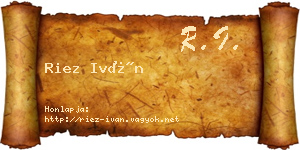 Riez Iván névjegykártya